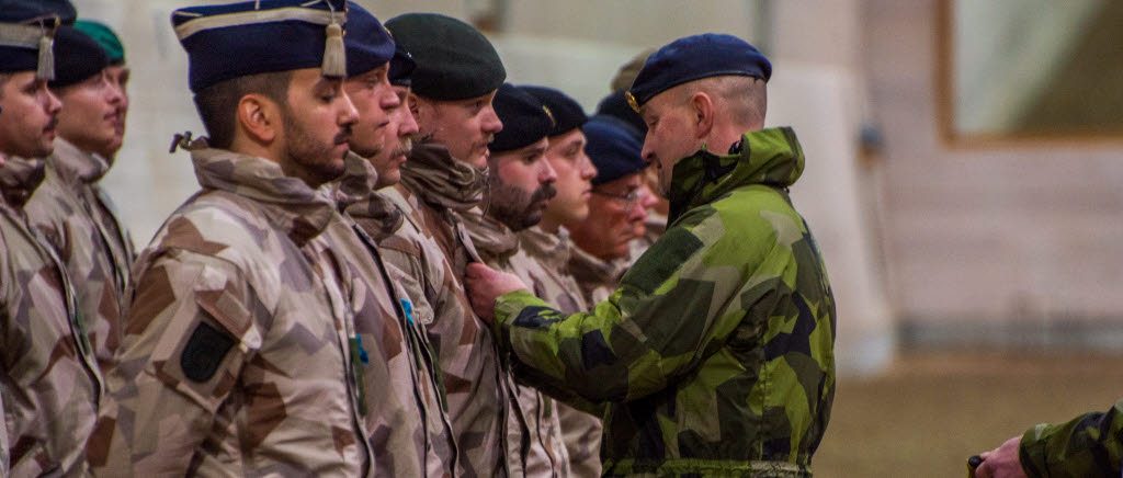 Ceremoni på Kavallerikasern i Stockholm för den nyss hemkomna Afghanistanstyrkan FS 37. 