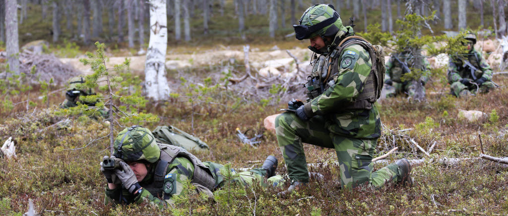 Svenska eldledare har precis tagit över uppgiften att leda in finskt artilleri. I bakgrunden syns finska rekryter, redo att ta över ansvaret senare under dagen. 