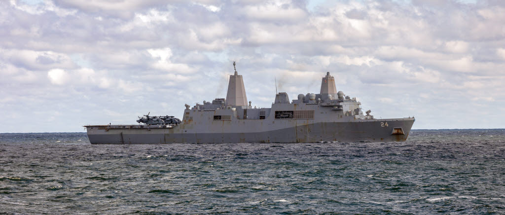 Det amerikanska amfibietransportfartyget USS Arlington befinner sig i Östersjön och kommer ligga förtöjd i Visby under 6-8 september.

Foto: Jimmie Adamsson/Försvarsmakten