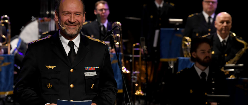 Flygvapnets konsert 2020. Ställföreträdande flygvapenchef, brigadgeneral Anders Persson höll ett inledande tal vid konserten.