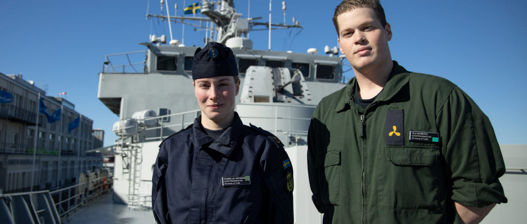 Rekryter från GU19/20 gör praktik ombord HMS Carlskrona vår 2020.