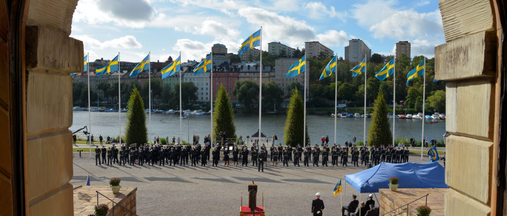 Examensceremoni för officersprogrammet och Sofu på Militärhögskolan Karlberg, september 2020.
