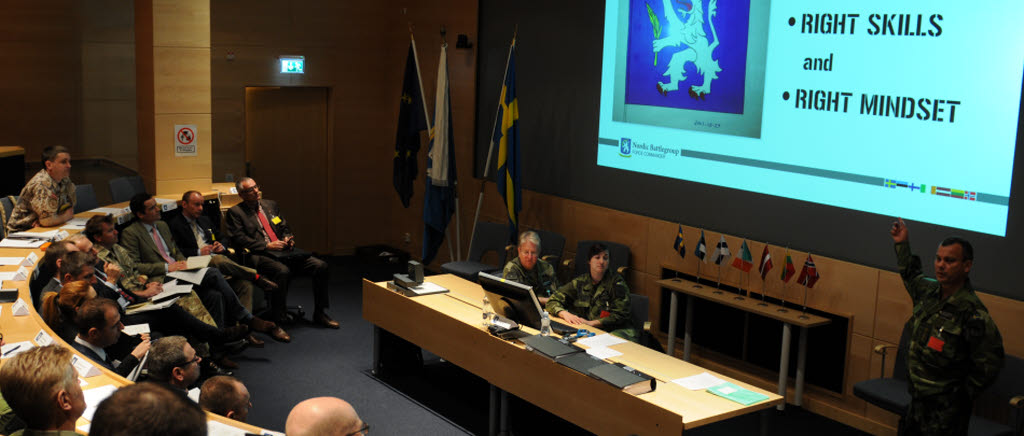 Participants representing future European Union Battlegroups in the Nordic Battlegroup Lessons Learned conference that is providing a comprehensive overview of what the seven contribution nations have learned as a part of the Nordic Battlegroup. 
	
