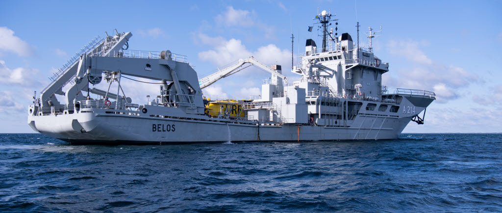 HMS Belos stödjer sedan många år Kalmar läns museum med undersökningar av regelskeppet Kronan.