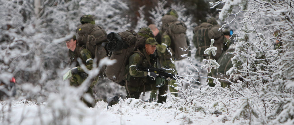 Jägaraspiranter ur 193:e jägarbataljonen genomför övning på Boden södra skjutfält.