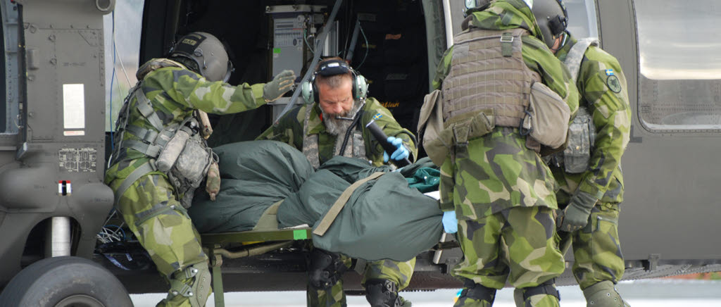 Samövning i katastrofberedskap mellan Försvarsmakten och Sahlgrenska universitetssjukhuset under Arméövning 2015. 