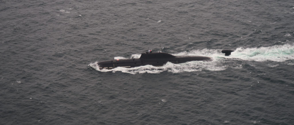 Rysk ubåt i havet