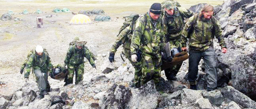 Deltagare på kursen Grundkurs Bergsförmåga Sommar från Flygbasjägarna, Arméns jägarbataljon och Amfibieregementet i Tarfaladalen.